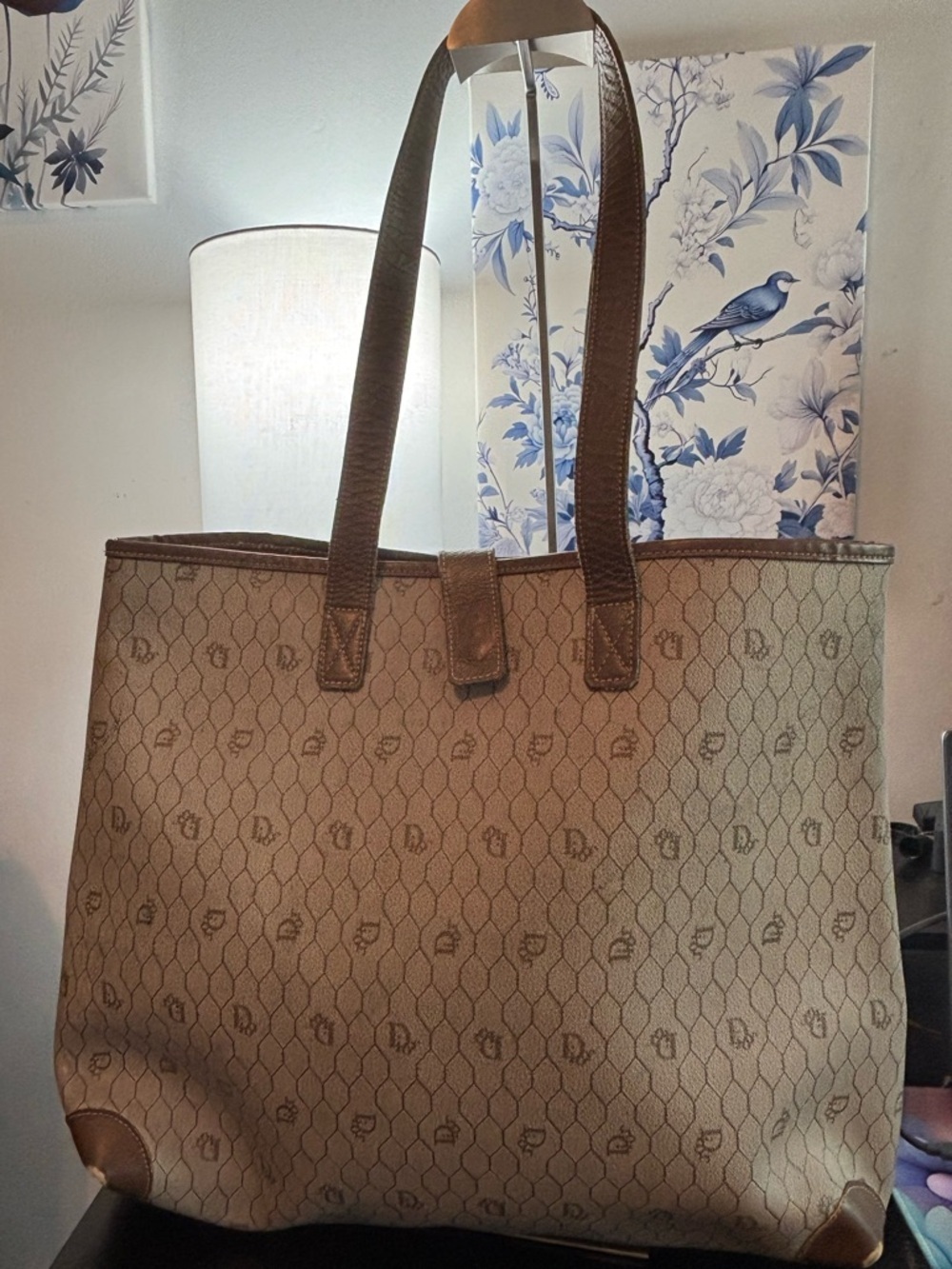 Rare Vintage Christian Dior Honeycomb Canvas Tote Bag – Very Good Condition